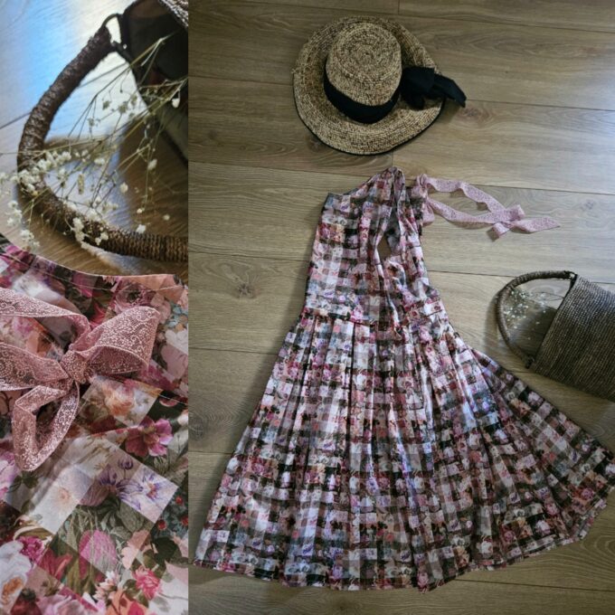 Robe rose coton fleurs