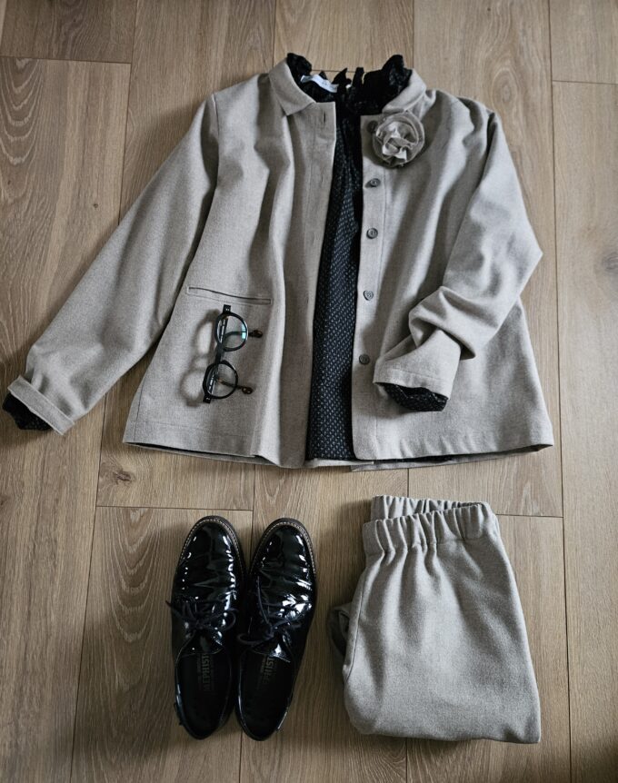 Veste laine greige